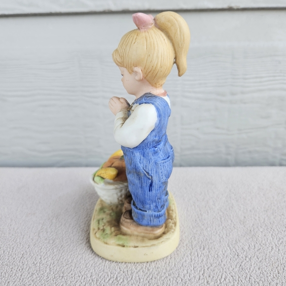 HOMCO Denim Days Giving Thanks Debbie Girl & Pumpkin #1506 Thanksgiving 5" - Picture 2 of 7